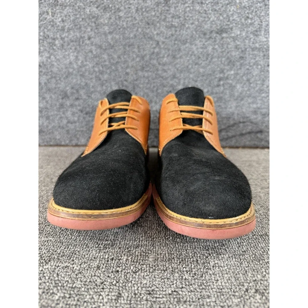 Cole Haan Shoes Mens 10 Black Tan Suede Saddle Derby Dress Casual Lace Up